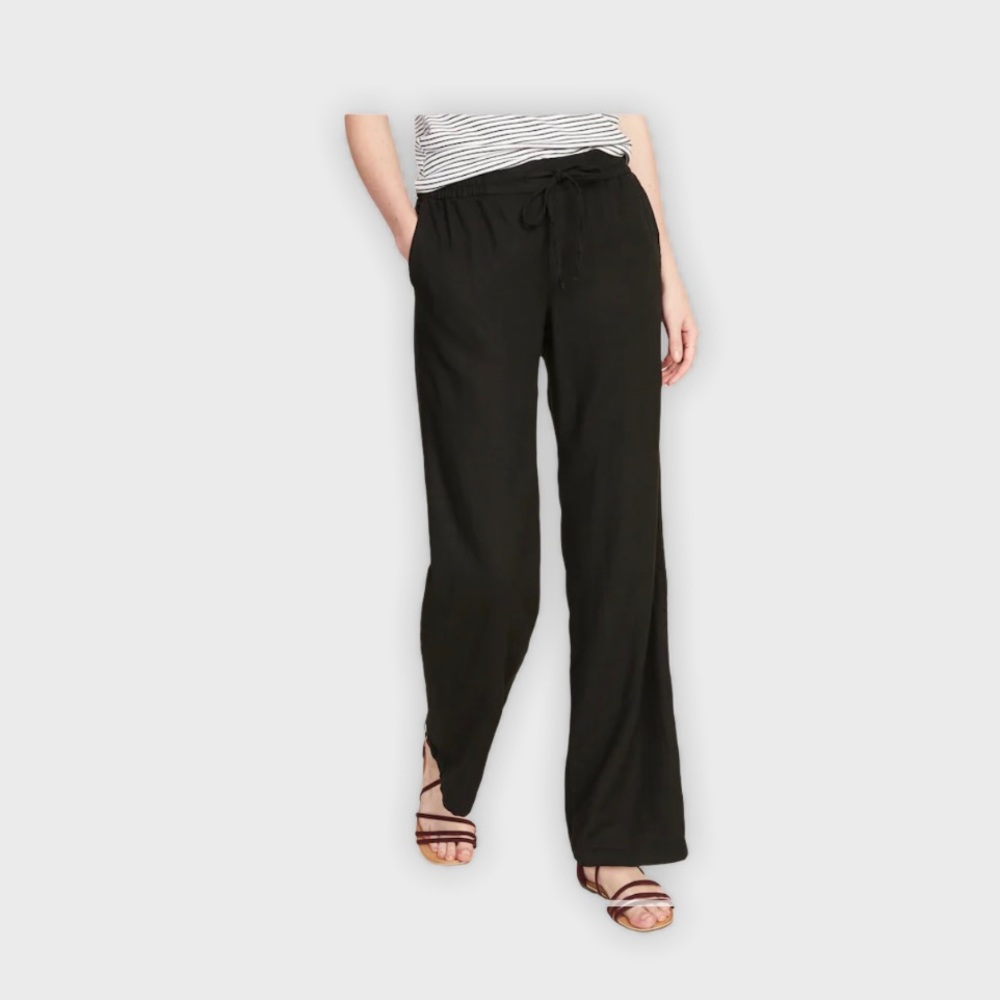 Mid-Rise Wide-Leg Linen-Blend PullOn Pants XL Tall